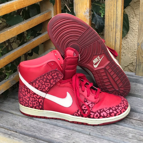 Nike Shoes - Nike Dunk High Red Leopard Print Hightop Sneakers